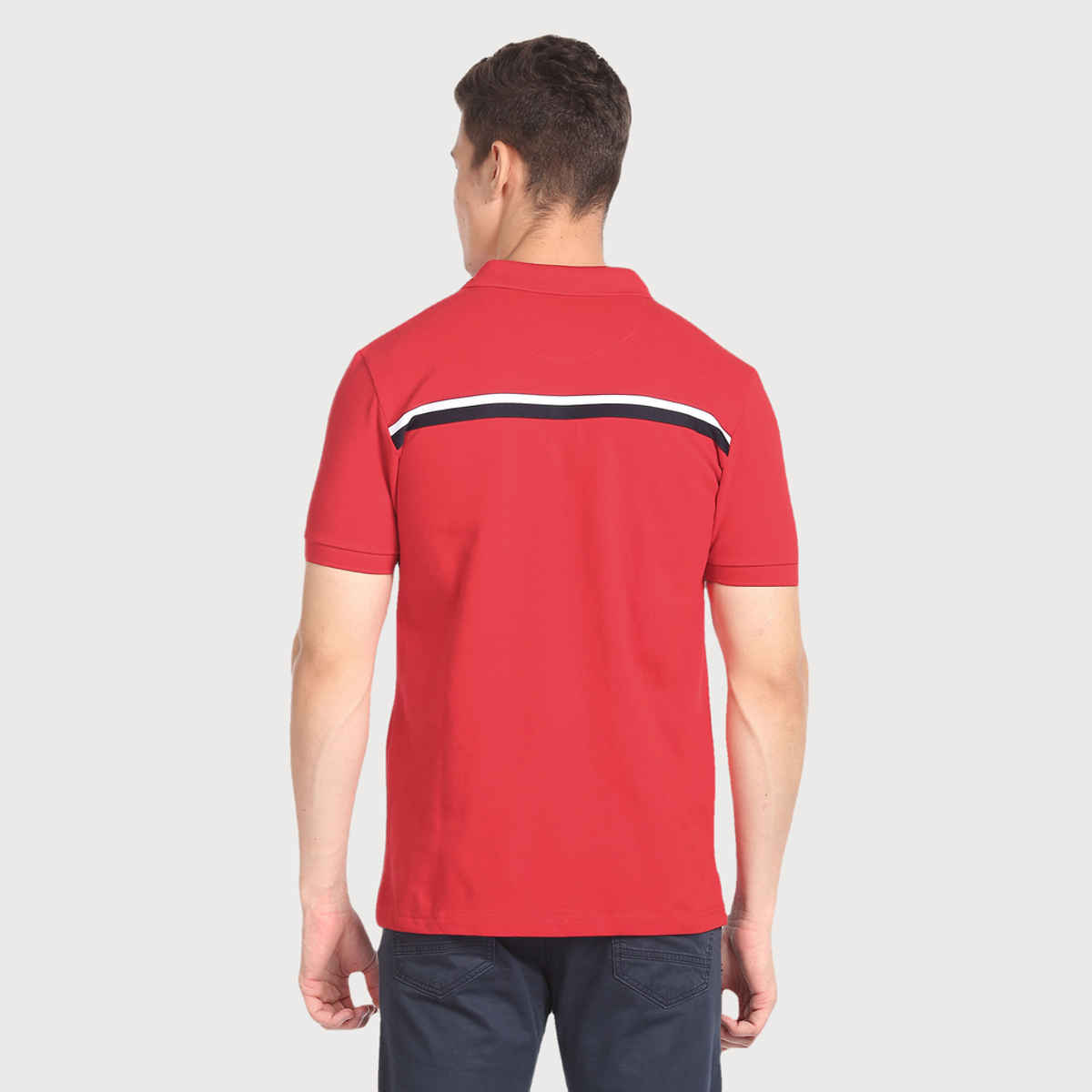 USPA Solid Pique Cotton Polo T Shirt For Men - Red - S