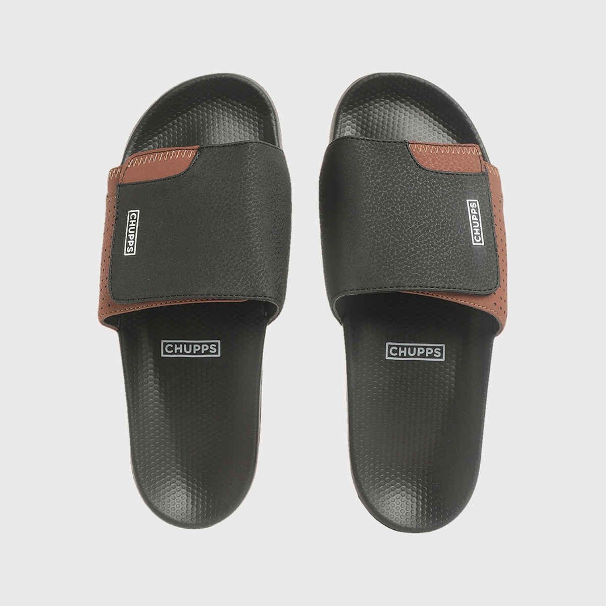 Chupps Solid Hues Black - Tan Men's | Casual Slider UK10
