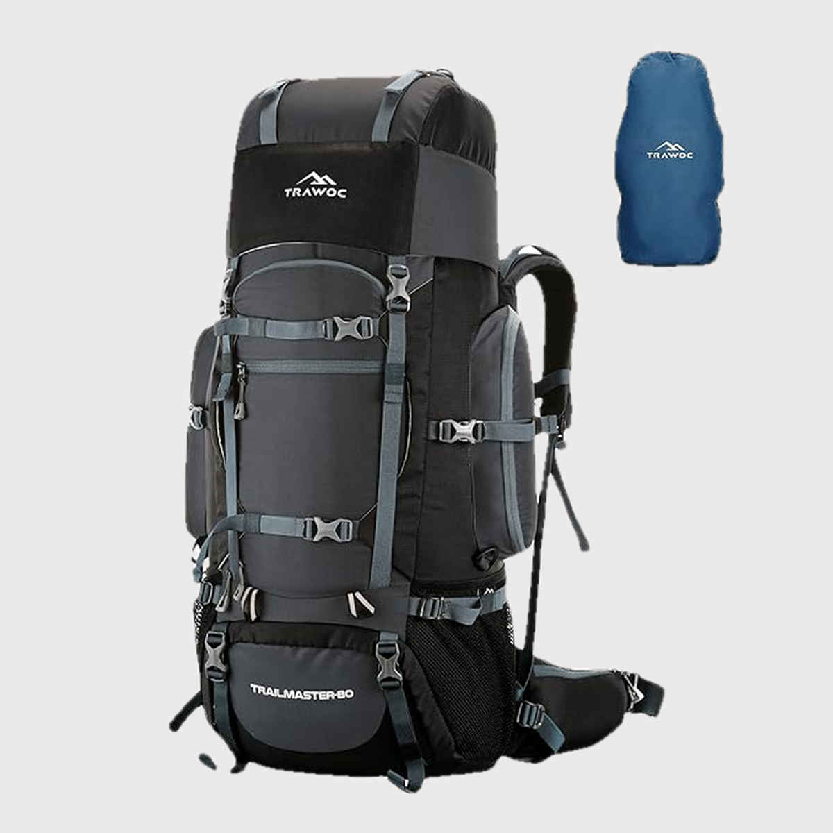 Trawoc Unisex Solid Polyester 80 L Ergonomic Handle Rucksack | Grey