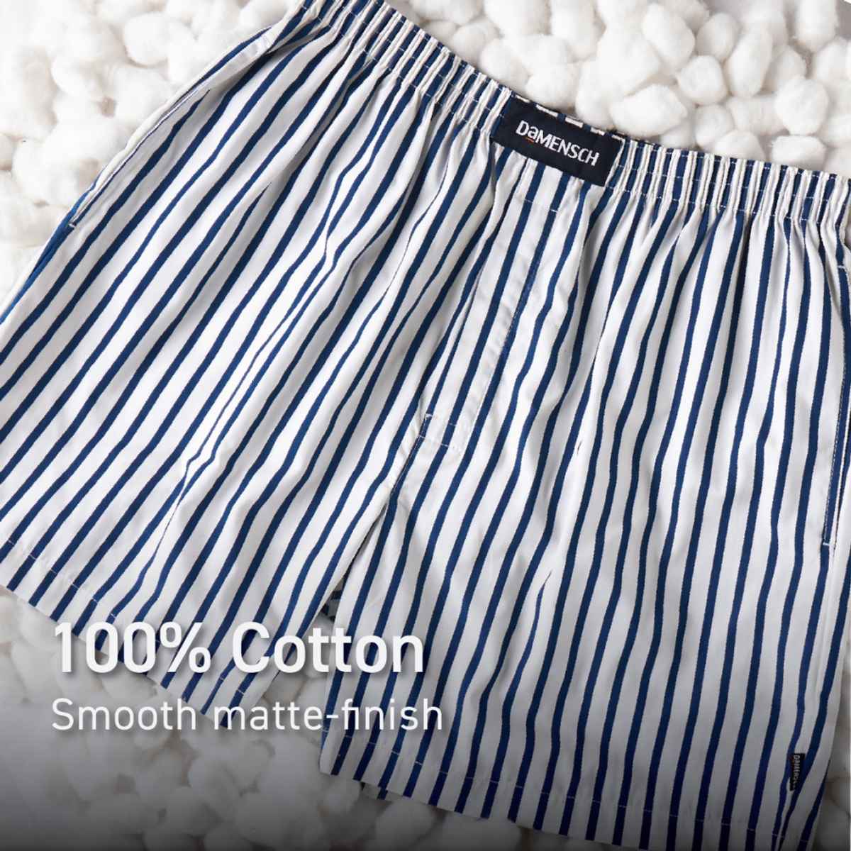DaMENSCH Men's Cotton Boxer Shorts | White - L