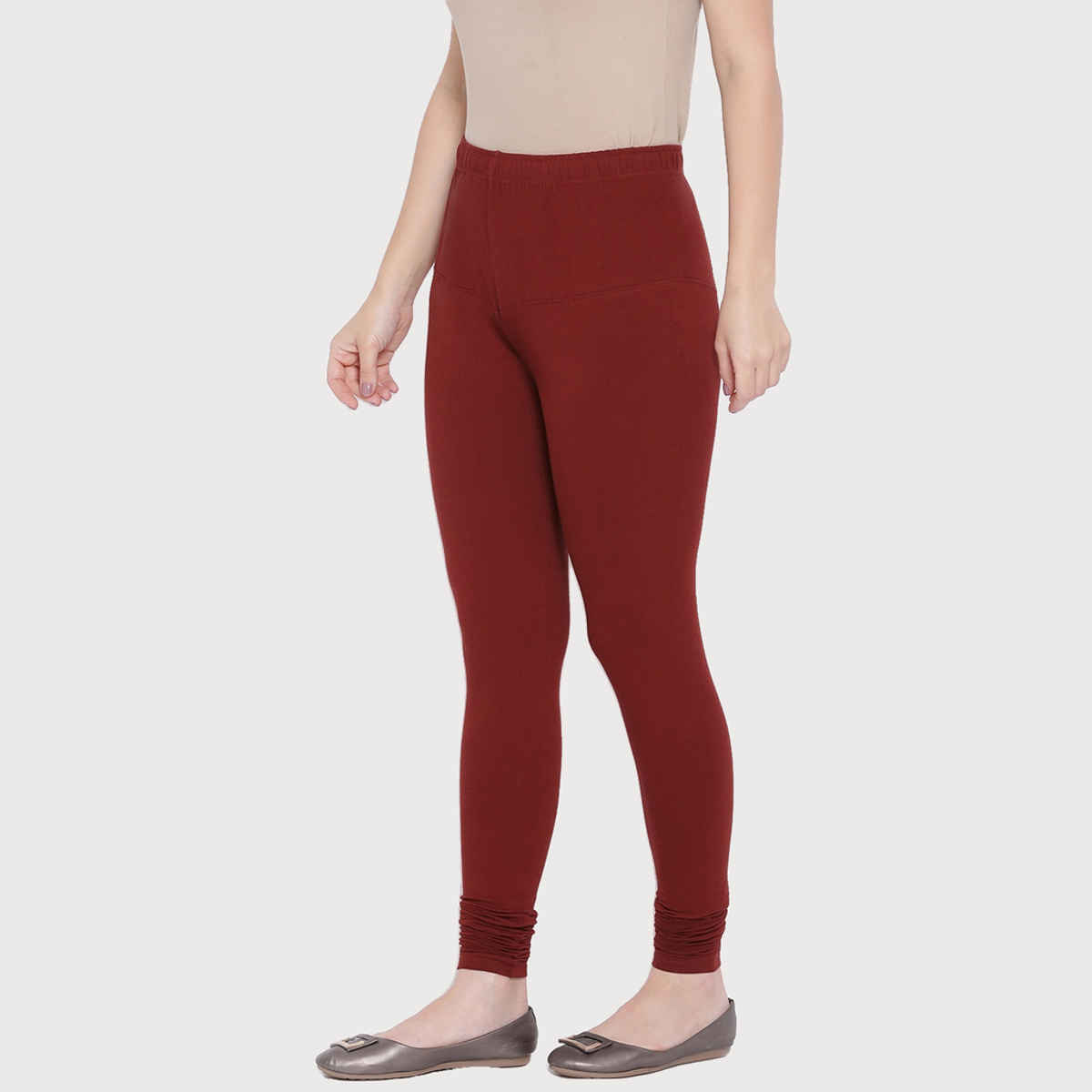 Rupa Softline Women's Churidar Leggings Style 1001 Dark Maroon - Free Size