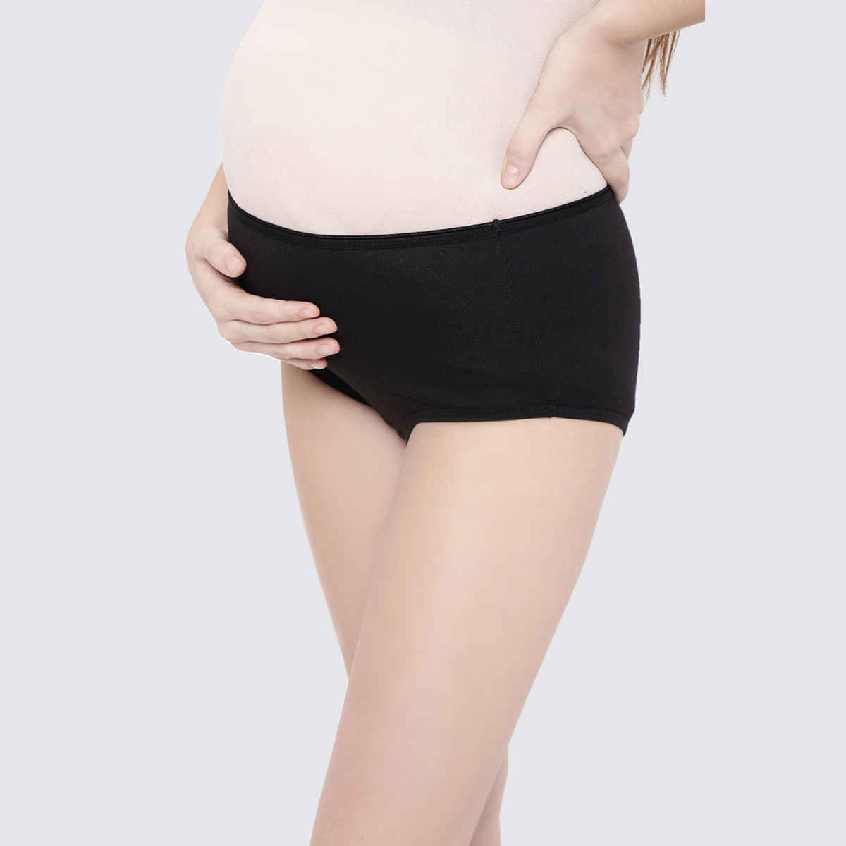 Clovia Cotton Maternity High Waist Hipster Panty | Black - XL