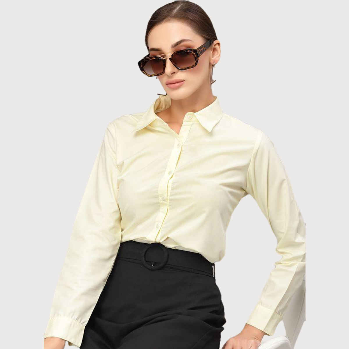 Style Quotient Women Yellow Classic Formal Shirt-M