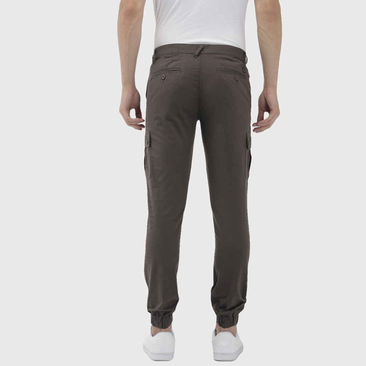 The Indian Garage Co Men's Slim Fit Solid Casual Cargo | Grey - 32