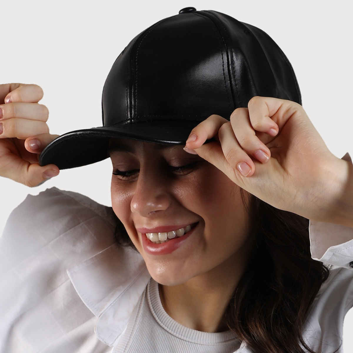 Haute Sauce Women's Solid Polyester Baseball Cap | Black - One Size