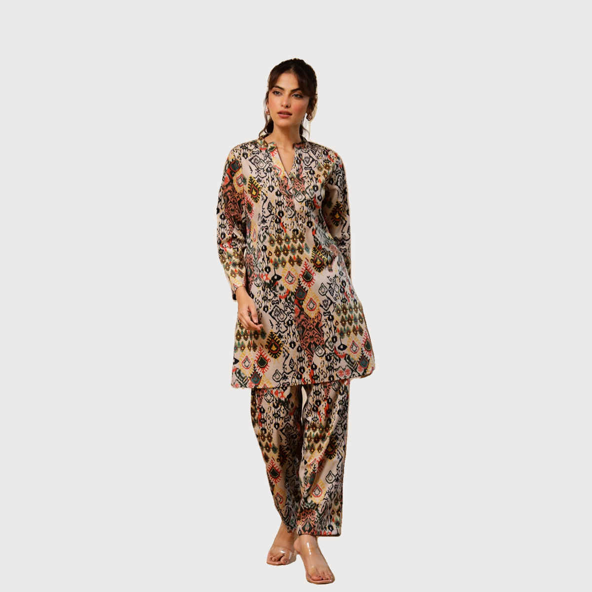Sanskrutihomes Women Floral Multicolor Printed Tunic With TrouserSE-NSP-762 | XL