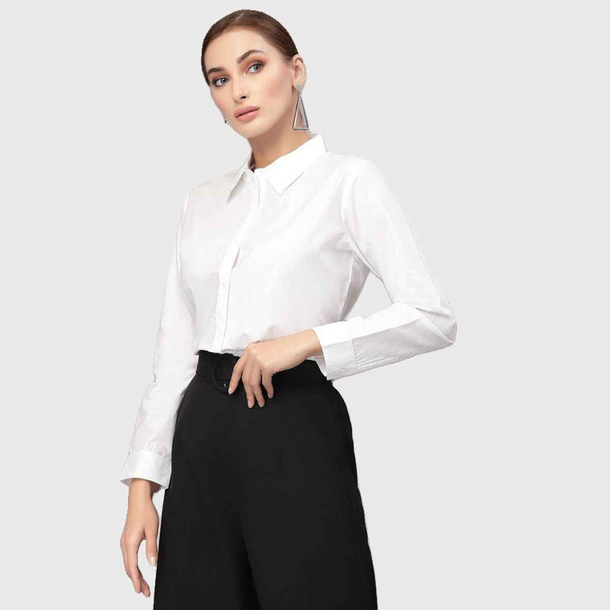 Style Quotient Women White Classic Formal Shirt-M