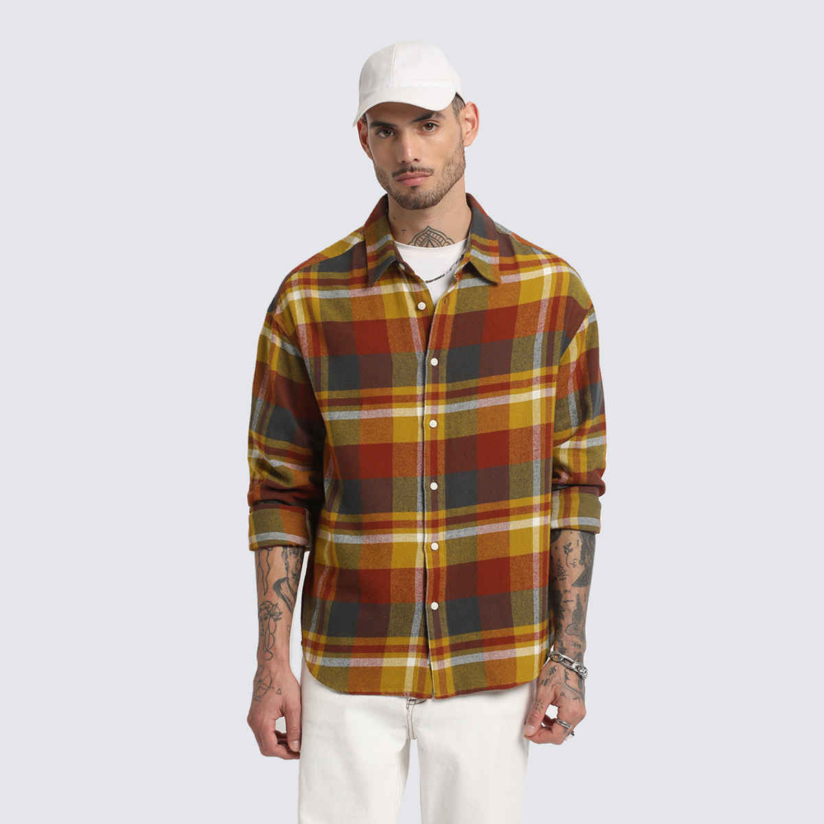 THE BEAR HOUSE Men's Checked Regular Fit Cotton Casual Shirt | TBH-MELA-MC | Multicolour - L