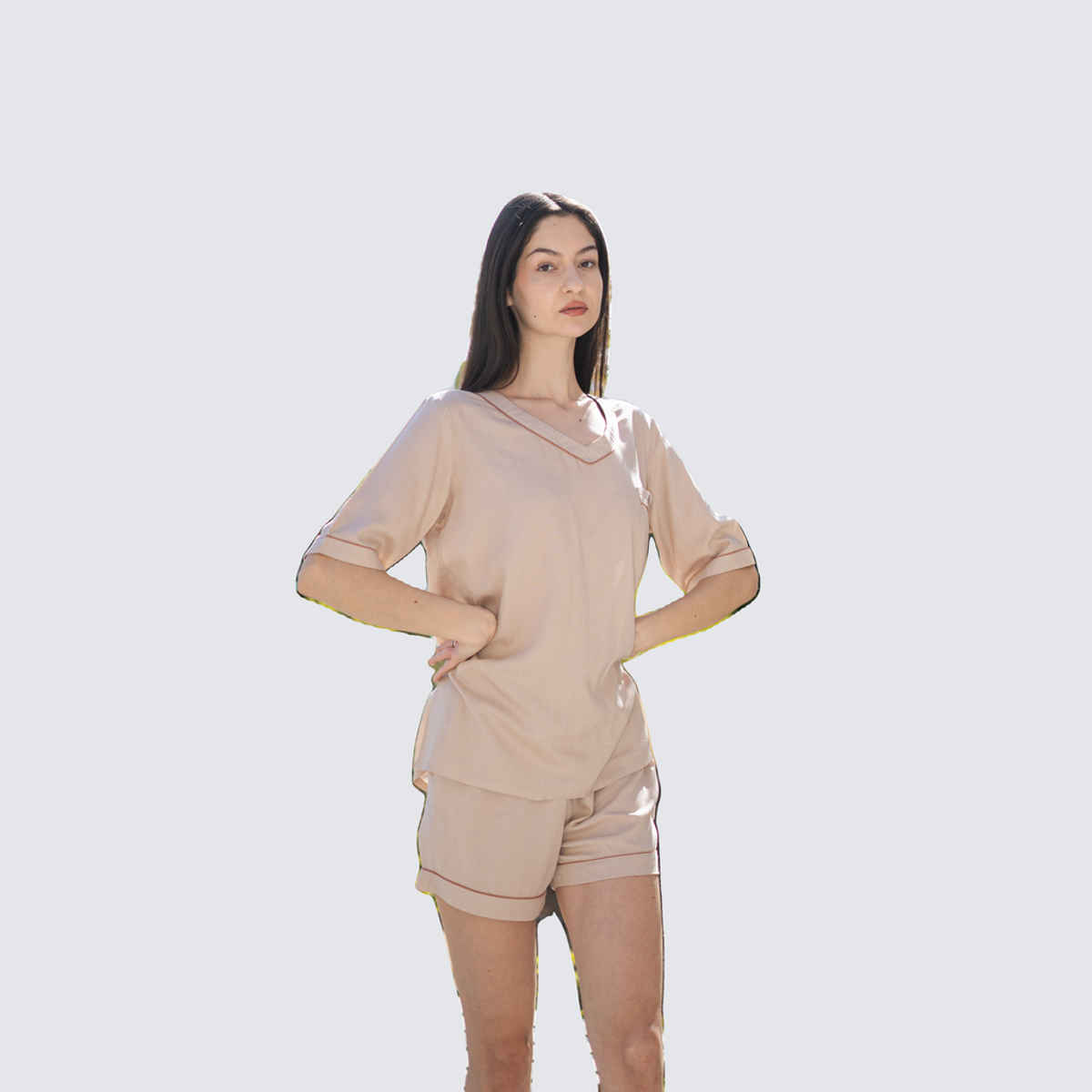 Sanskrutihomes Women's Pure Cotton Night suits | SE-NSS-802 | Cream - XL