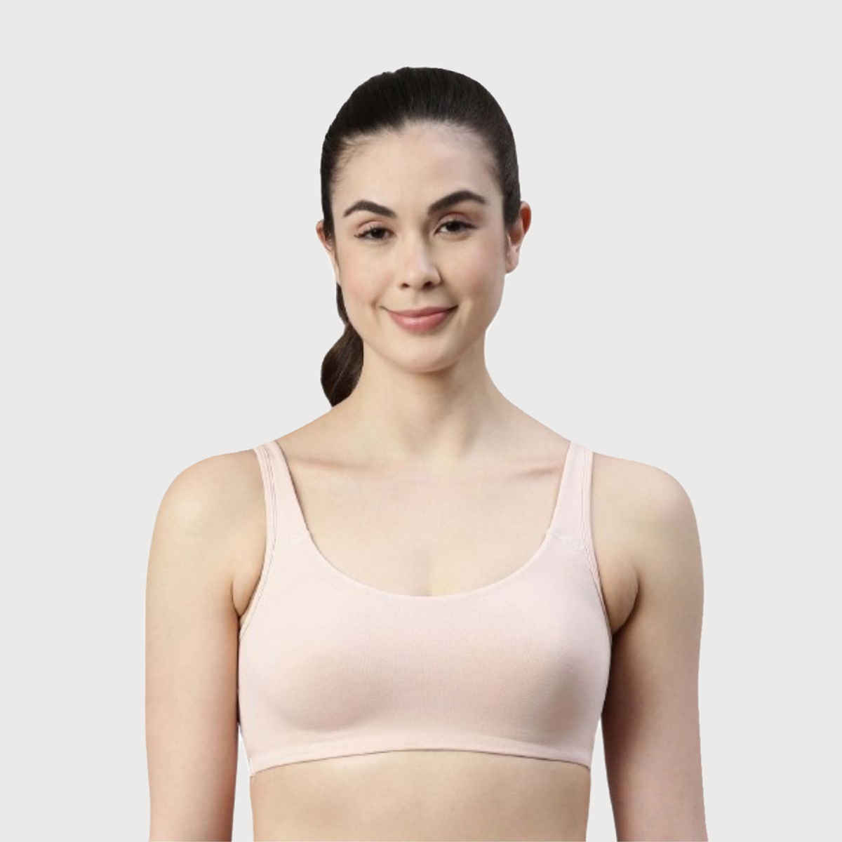 Enamor Women's SB06 Cotton Lounge Sports Bra | High Coverage | Non Padded | Wirefree | Pearl | XL