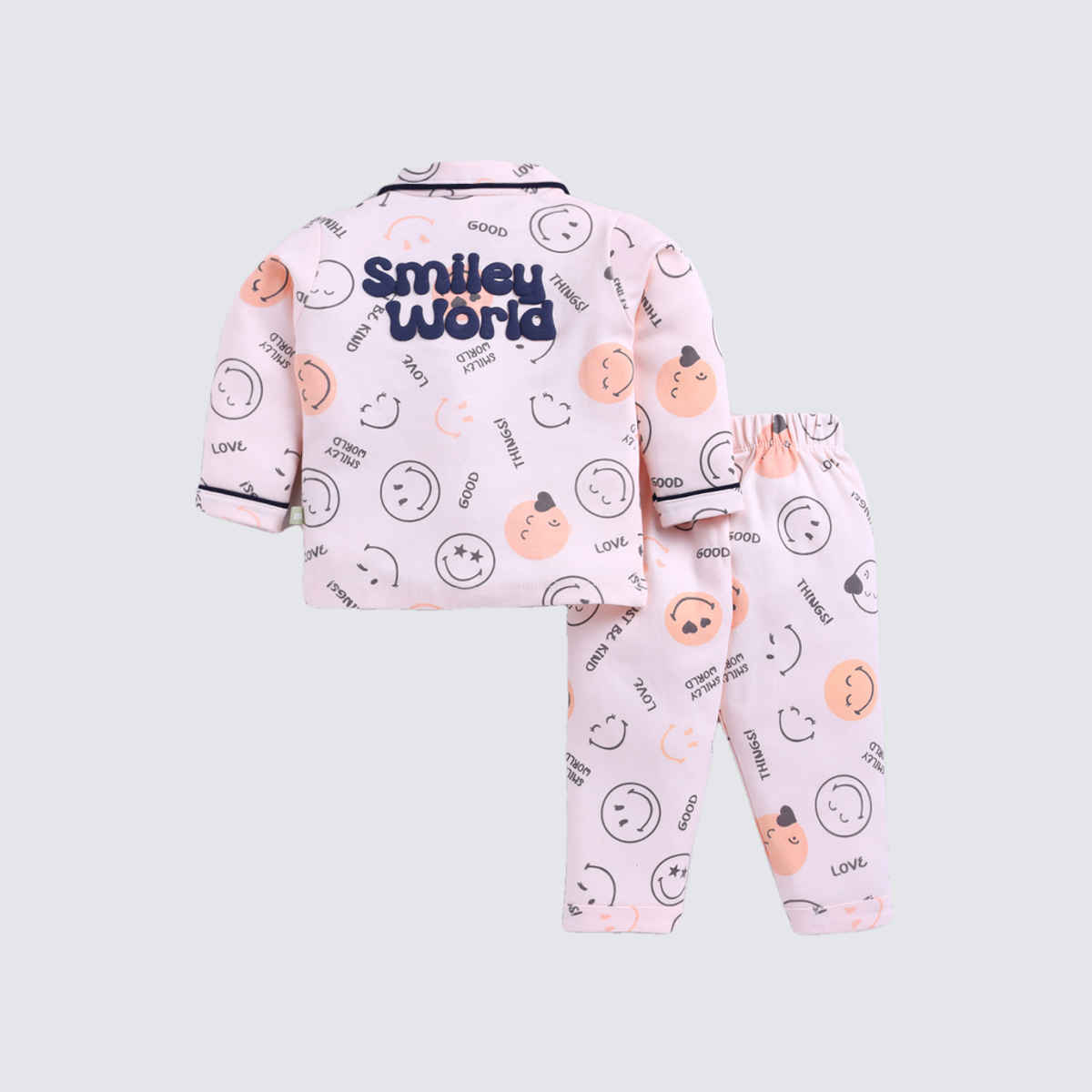 Mom's Love Girls' Printed Cotton Night suits | Peach | 06 - 09 months