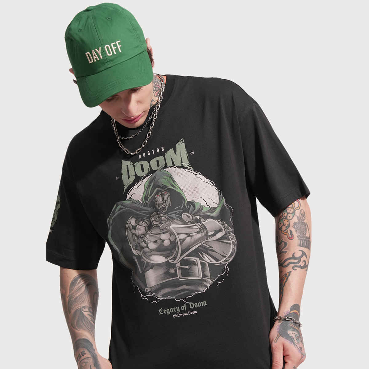 Highlander Men's Marvel Doctor Doom Oversized Drop Shoulder Graphic T-shirt | Black - XS