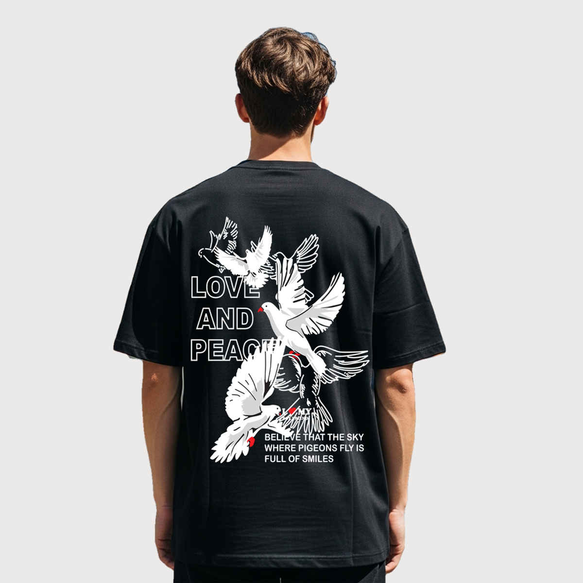 BENNY BROOKS Men's Round Neck half sleeve Oversized T-shirt |AA(ARN)BLACK217 | Black - L