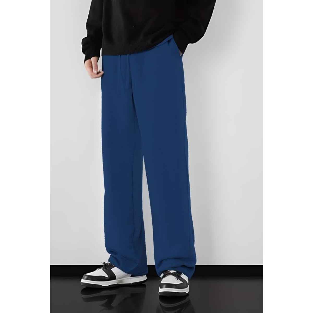 Springman Men's Solid Cotton Rich French Terry Baggy Track Pant | Blue - S