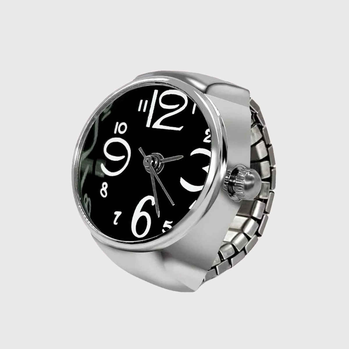 Fashion Frill Women's Watch Rings Black Adustable