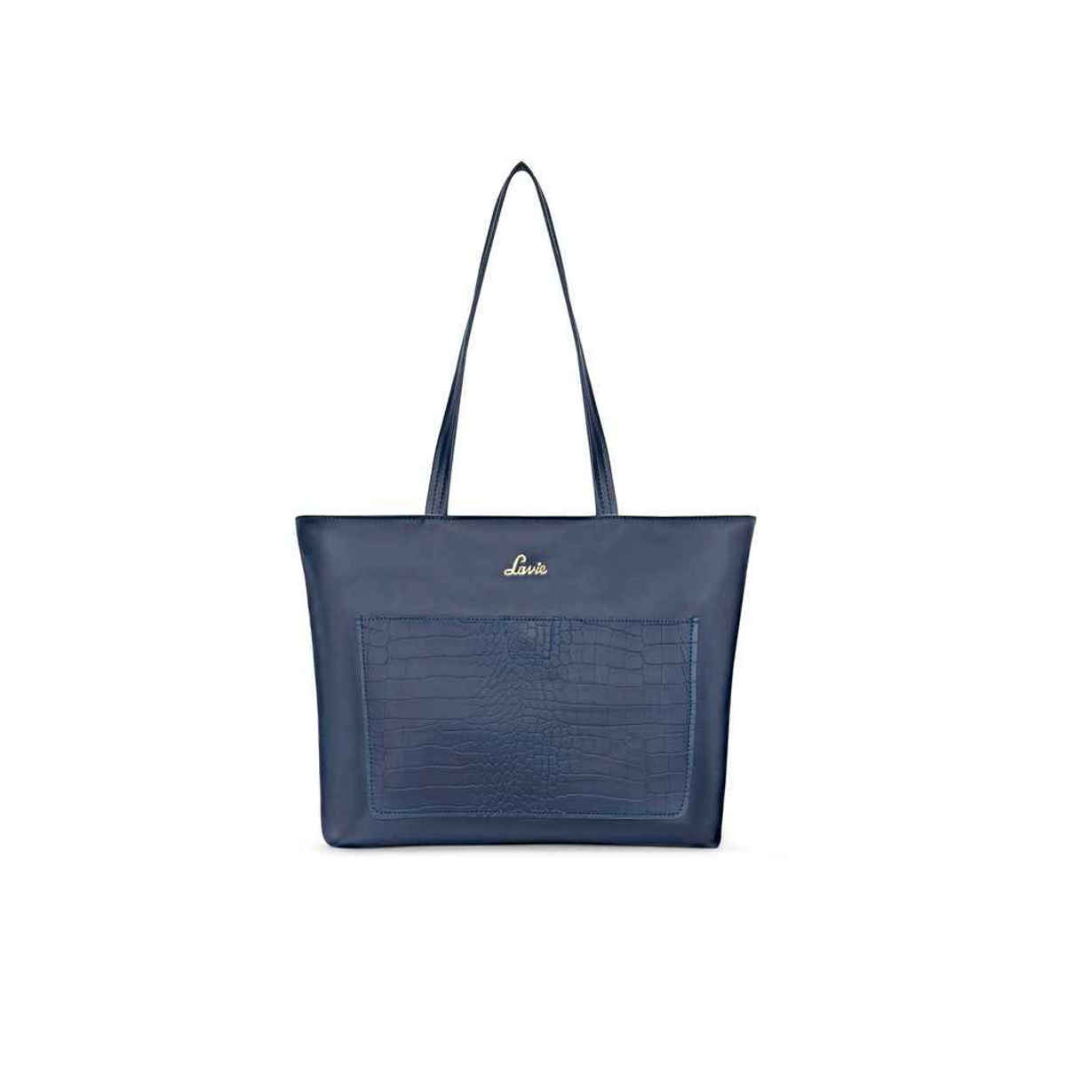 Lavie Women's Synthetic Leather Tote Bag | Large | Navy Blue