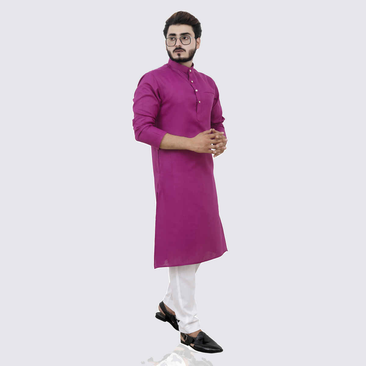 Tibra Collection Men Straight Kurta - Burgundy | Solid | Cotton Blend | XXL