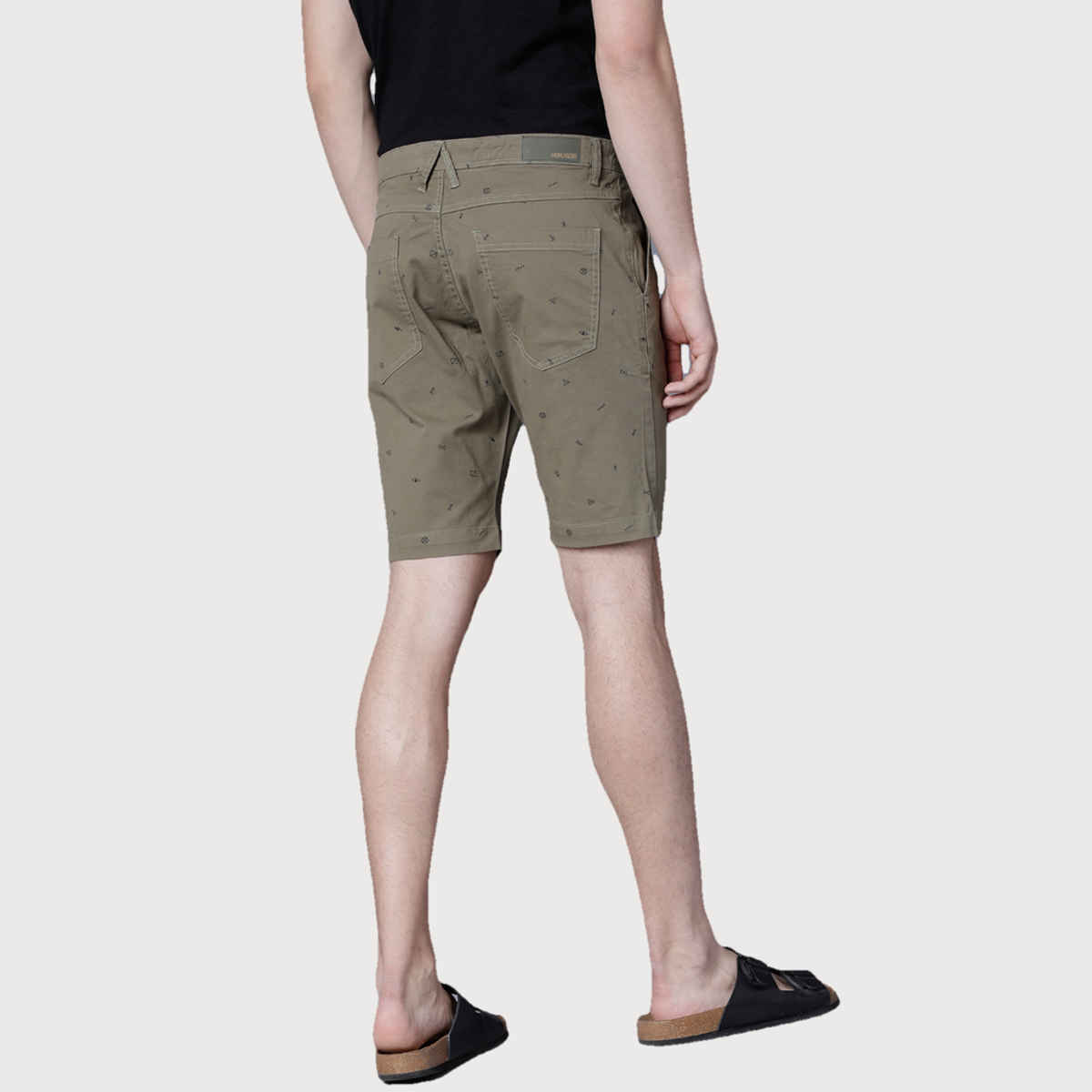 HIGHLANDER Men's Printed Slim Fit Chino Shorts | Olive - 30