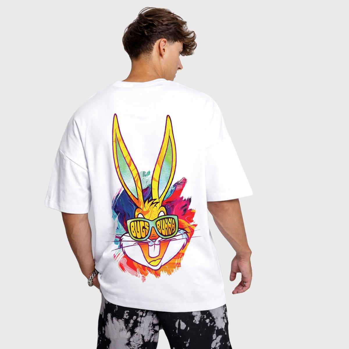 De Tees Men's Oversize T-shirt | M-OST-WHITE-BUNNY | White - XXL