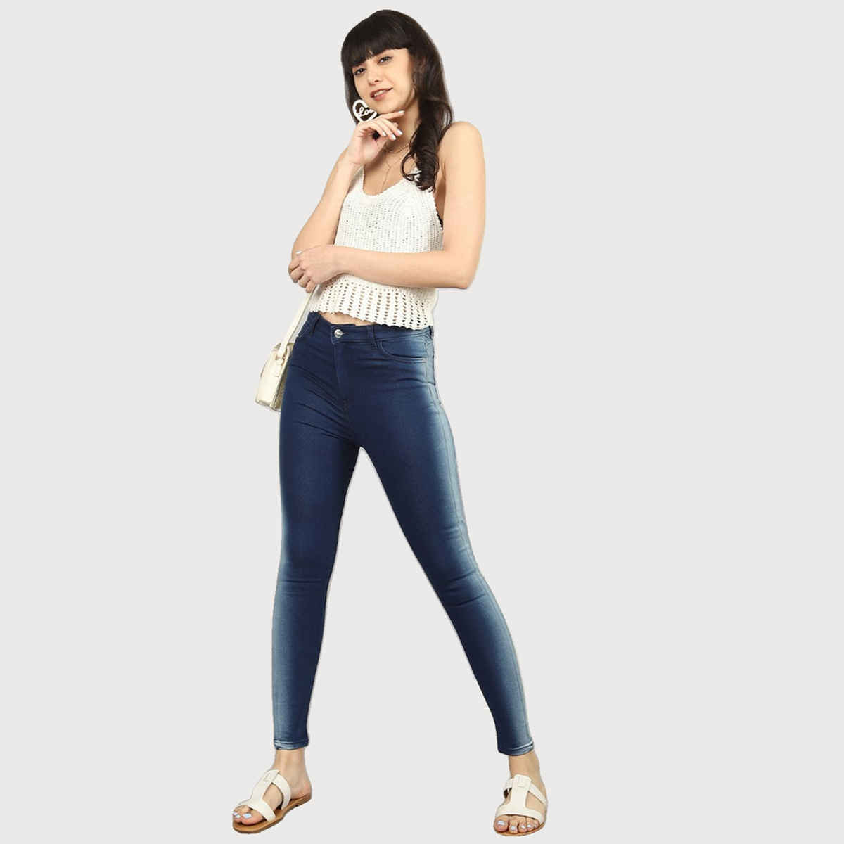 Freehand Women's Casual Skinny Fit Jeans | Blue - 34