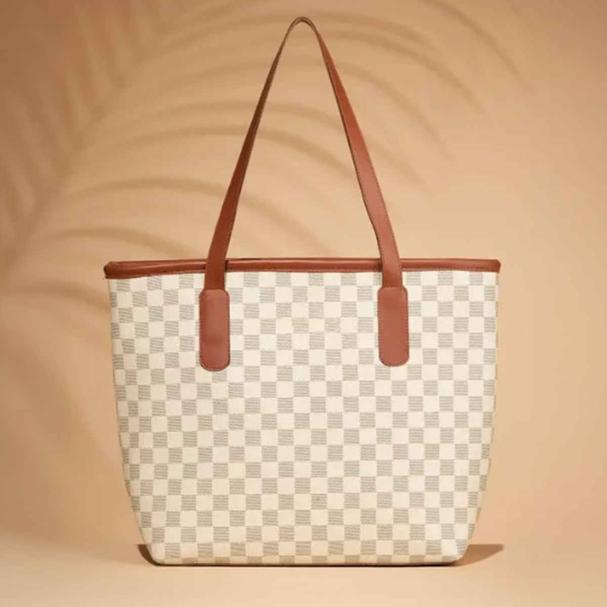 FARGO Vegan Leather Labubu Keychain Tote Bag | Beige