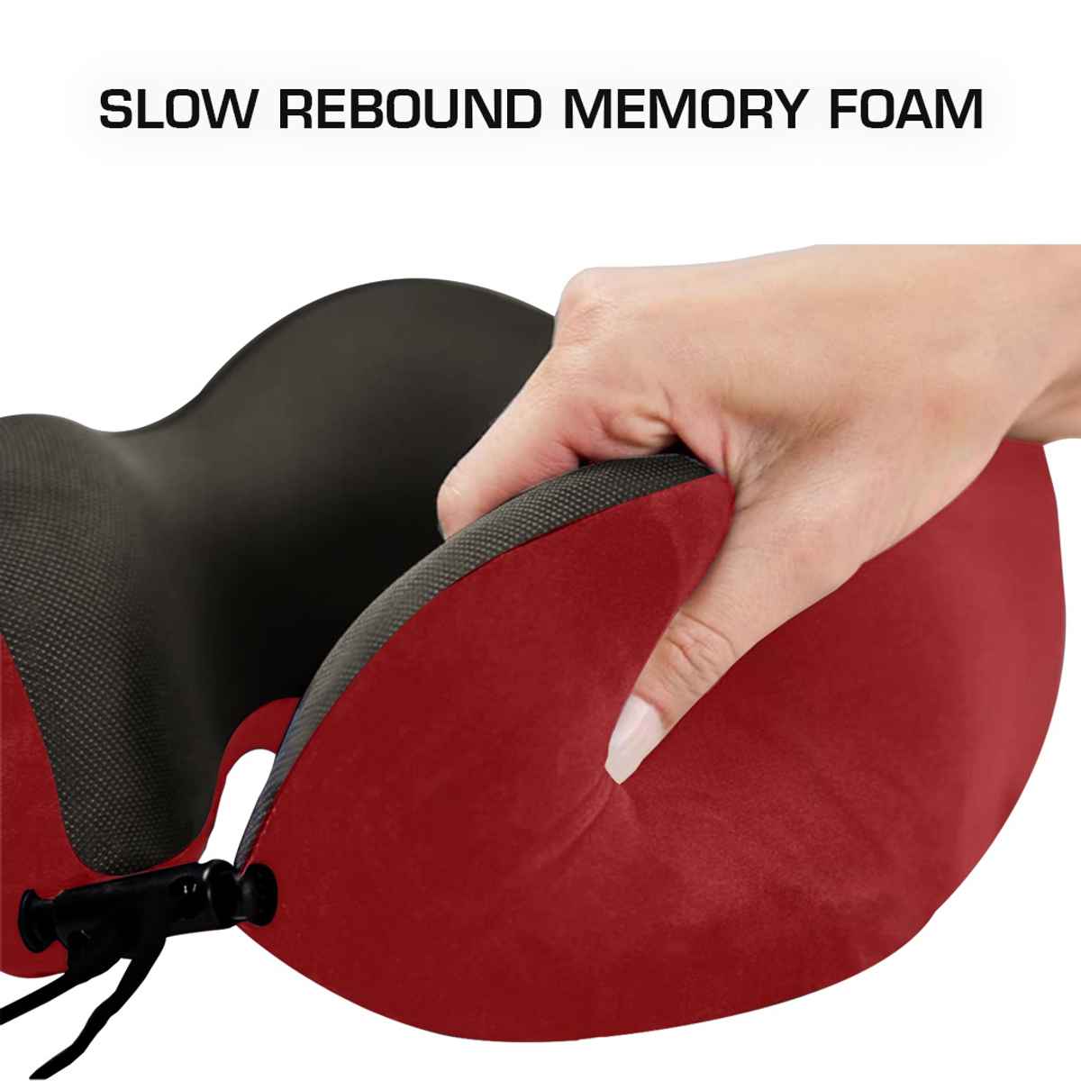 Billebon Unisex Memory Foam Neck Pillow with Eye Mask | Red - One Size