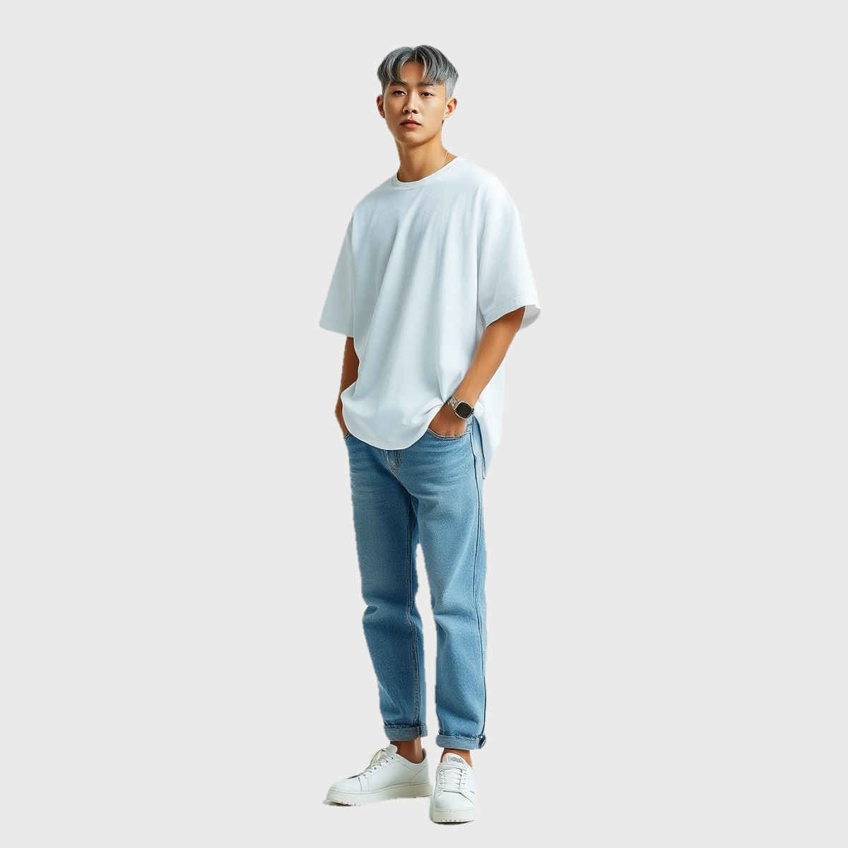 Outlaws Men's Oversized Cotton & French Terry Short Sleeve T-shirt - White | S
