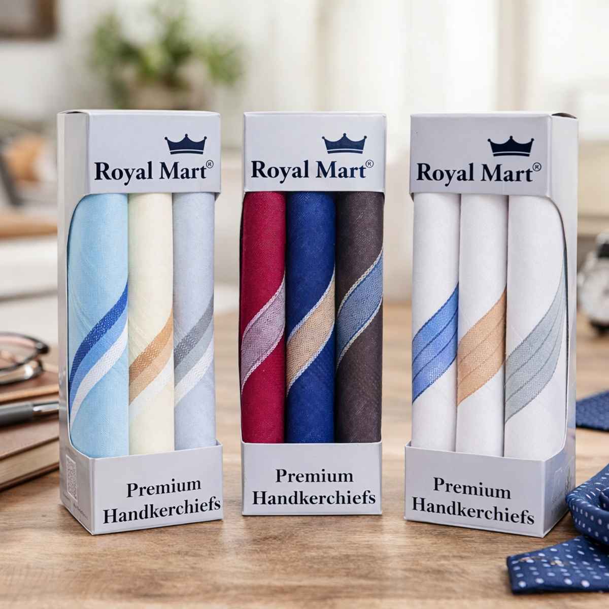 Royal Mart Men's Striped Cotton Handkerchief | Multicolour