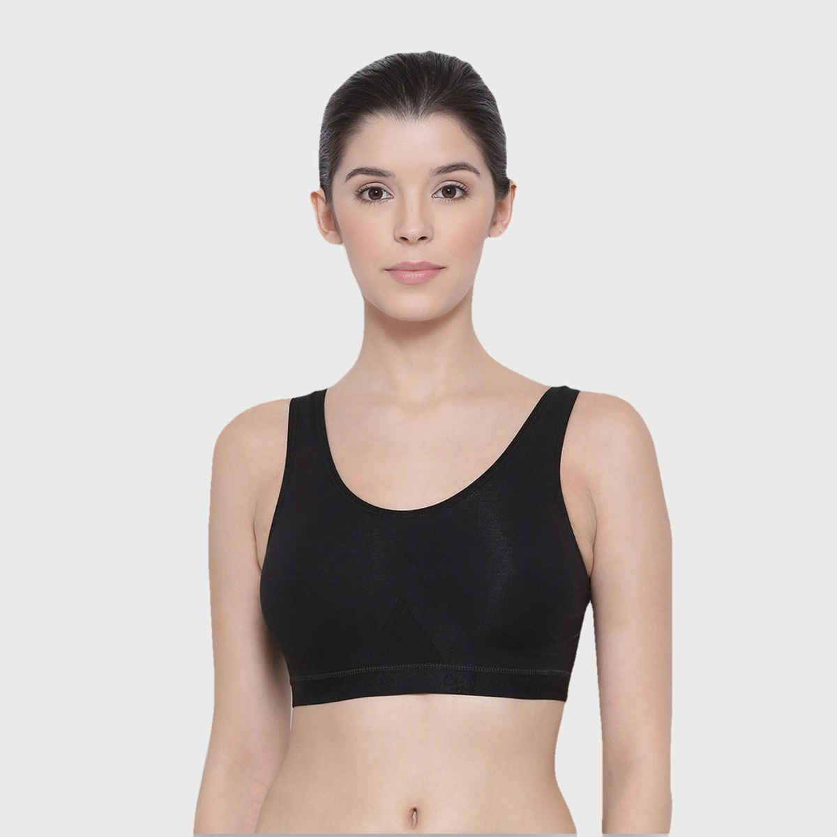 Lyra Non Padded Sports Bra For Women, Black and Grey, 38B - Pack Of 2