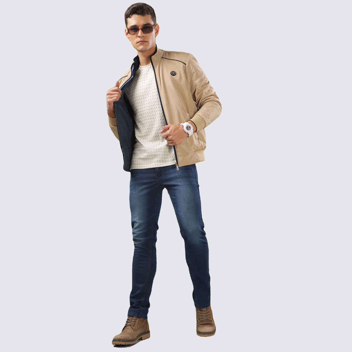 Dollar Jacket For Men - Casual Zipper Bomber For Winter Mamwj 903 | Beige | XXL