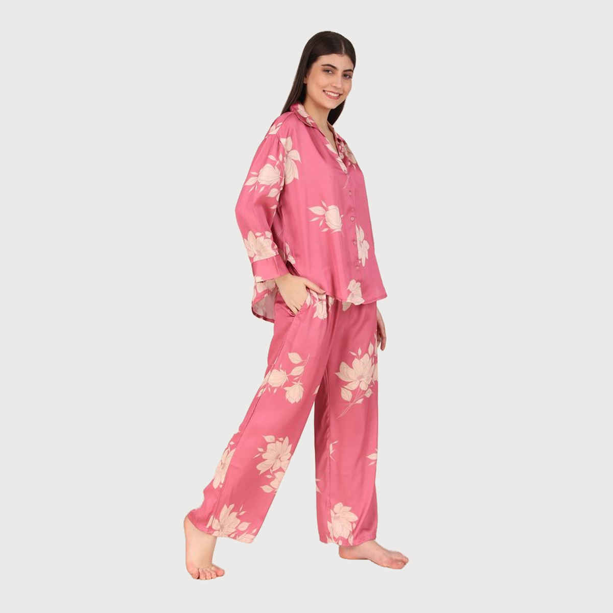 Masha Women's Candy Heart Light Pink Oversized Pajamas | Set | S