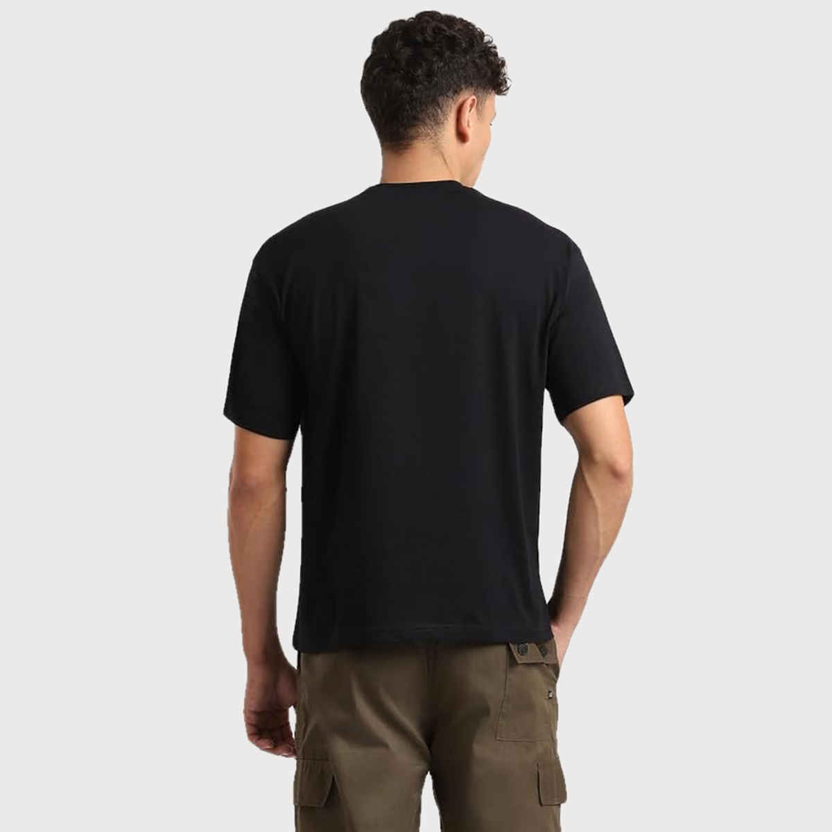 Nobero Men's Oversized Solid T-shirt | Black - XXXL