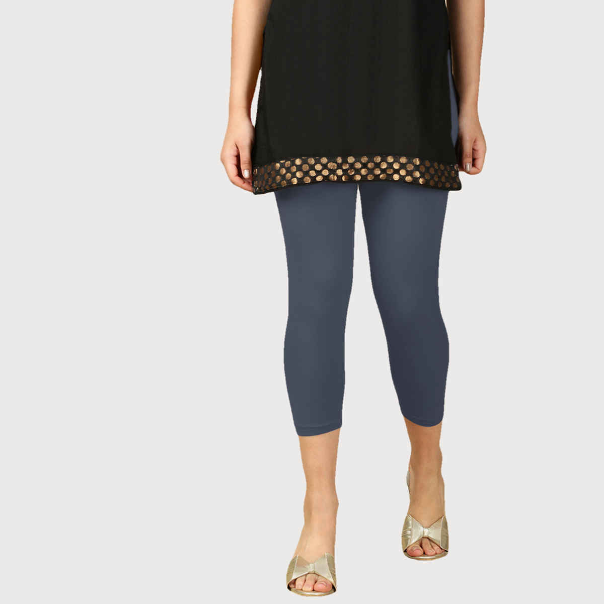 PYNK By Lux Cozi Super Soft 360 Stretch Premium Cotton Capri | Grey | Free Size