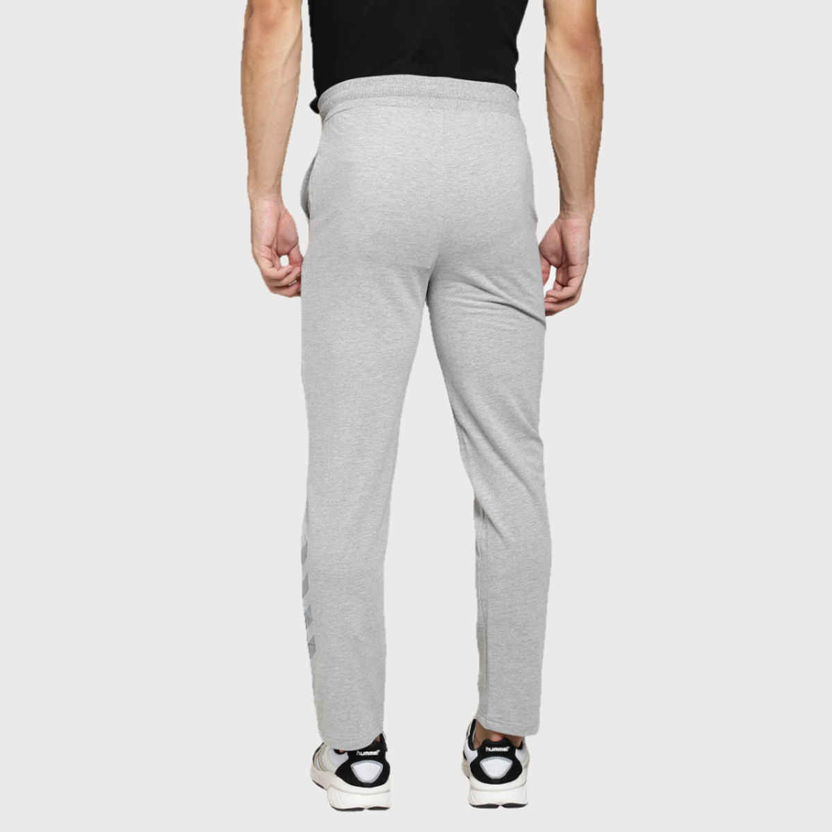 hummel Men's Alex Solid Regular Fit Cotton Poly Track Pant with Zipper Pockets | Grey - S