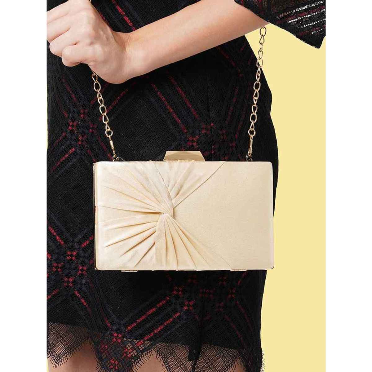 Lavie Women's Vertical Cheer Frame Clutch | Ladies Purse | Small | Gold Metallic