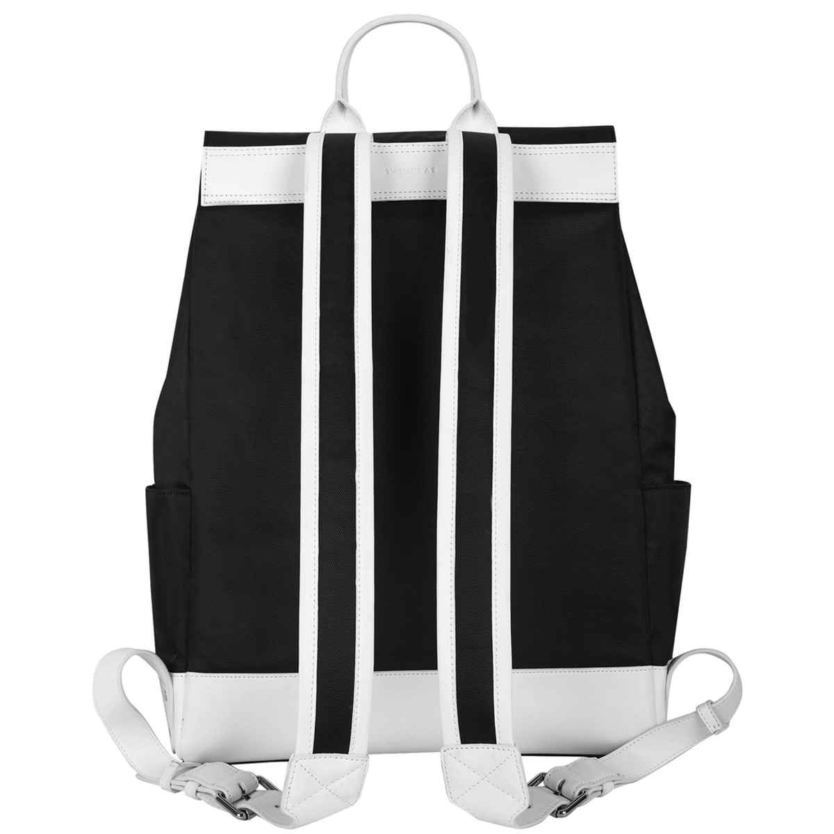 Svenklas Unisex Solid Vegan Leather and Polyester 22 L Backpack | Black and White
