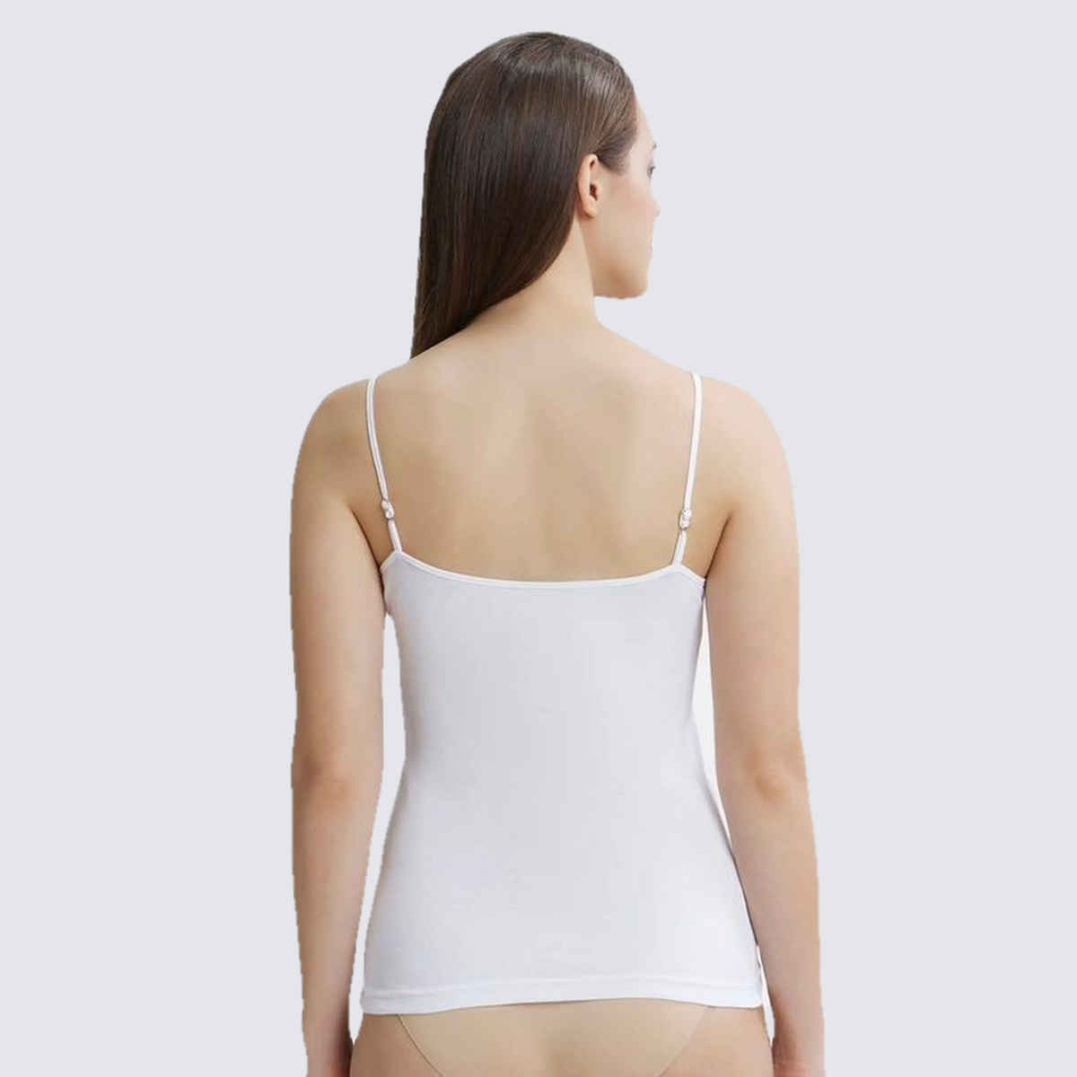 Jockey 1487 Women's Super Combed Cotton Rib Camisole|Adjustable Straps | White-S
