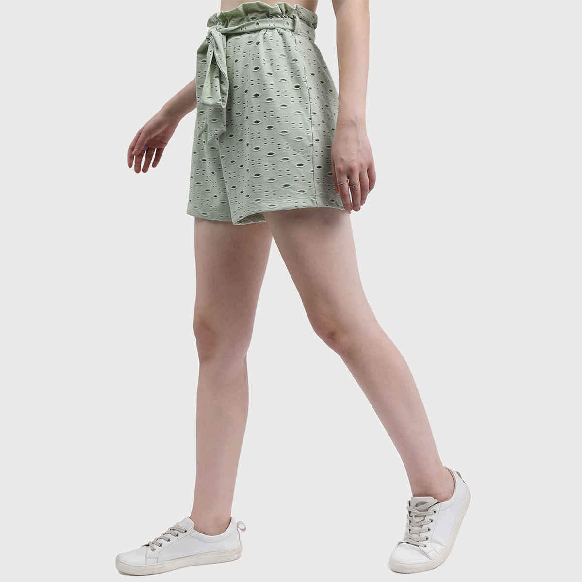 Ketch Women Self Design Regular Fit Shorts | Green | 28