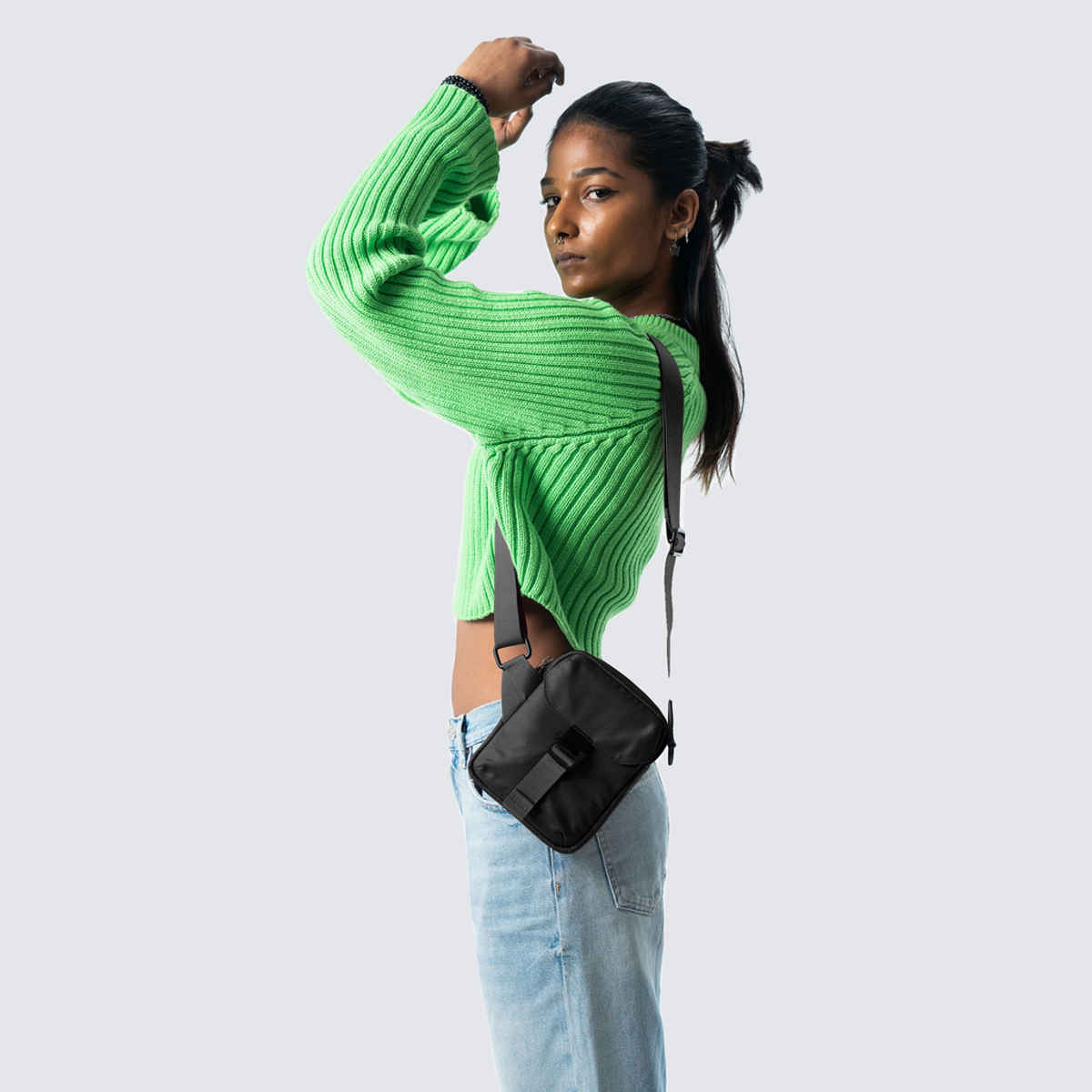 Daily Objects Unisex Polyester 2.6 L Crossbody Bag | Black