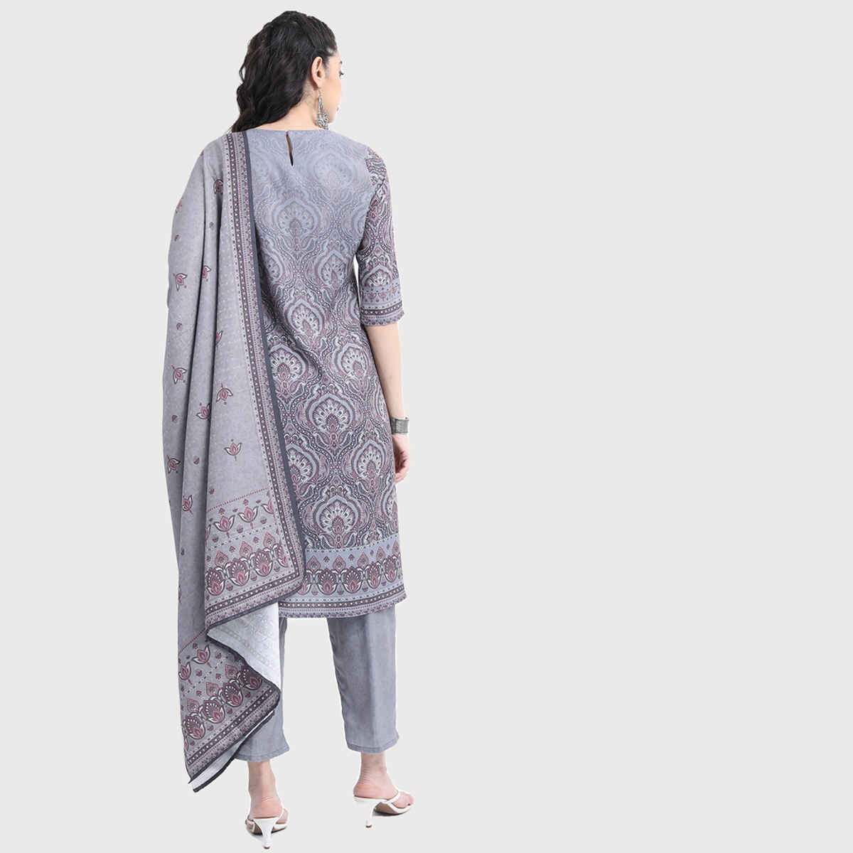 KETCH Women's Ethnic Motifs Printed Regular Kurta, Trousers with Dupatta | Multicolour - S