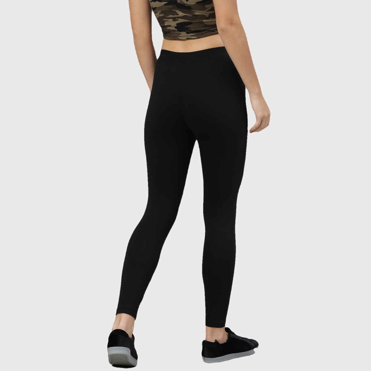 Kryptic Women's Cotton Stretch Solid Ankle Length Legging | Black - S