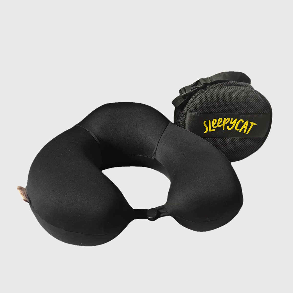 Sleepycat Unisex Solid Memory Foam Neck Pillow | Black
