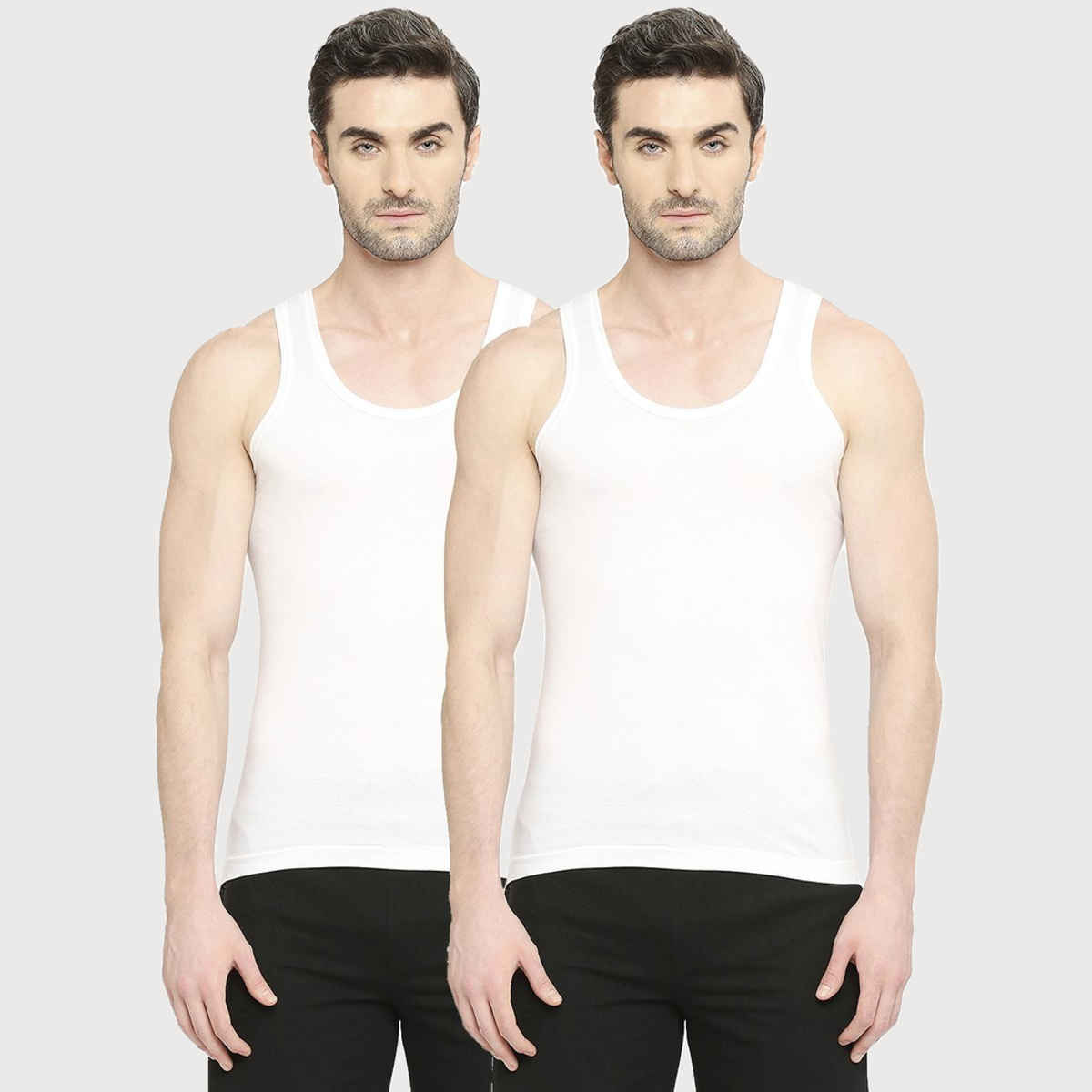 VIP Mens Vest Bonus Premium Rn Pack Of 2-95-Cm-White