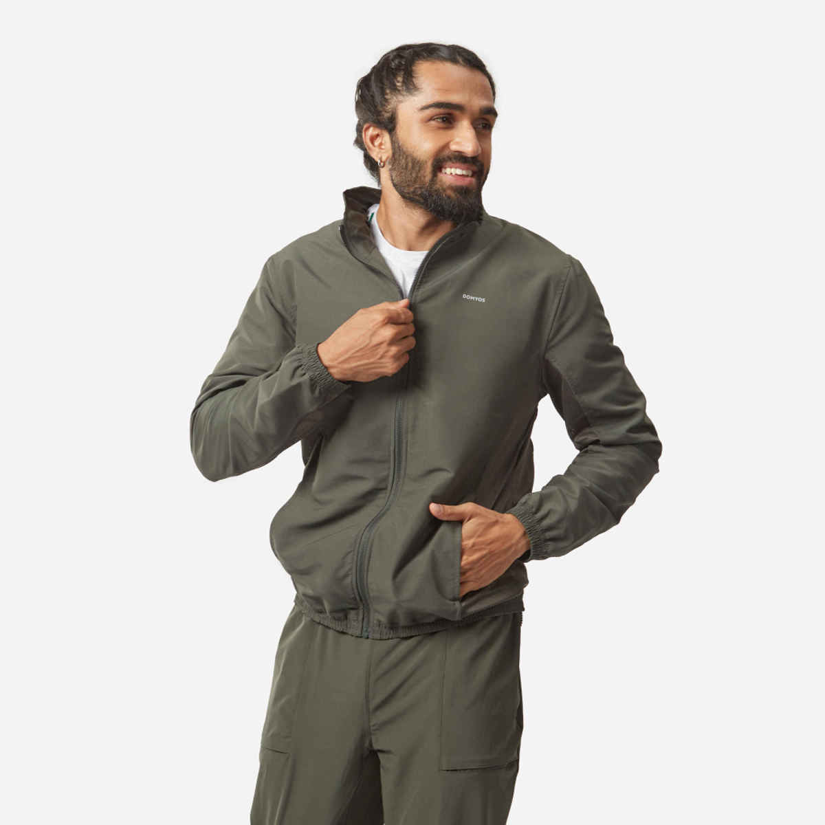 Domyos By Decathlon Men's Fitness Tracksuit Jacket | Khaki - L