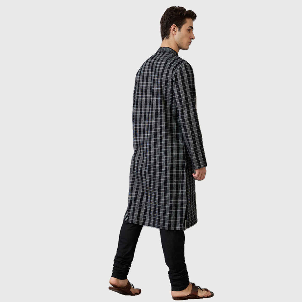 Ethnix by Raymond Men's Fit Pure Cotton Full Sleeve Stand Collar Kurta | Black - 2XL