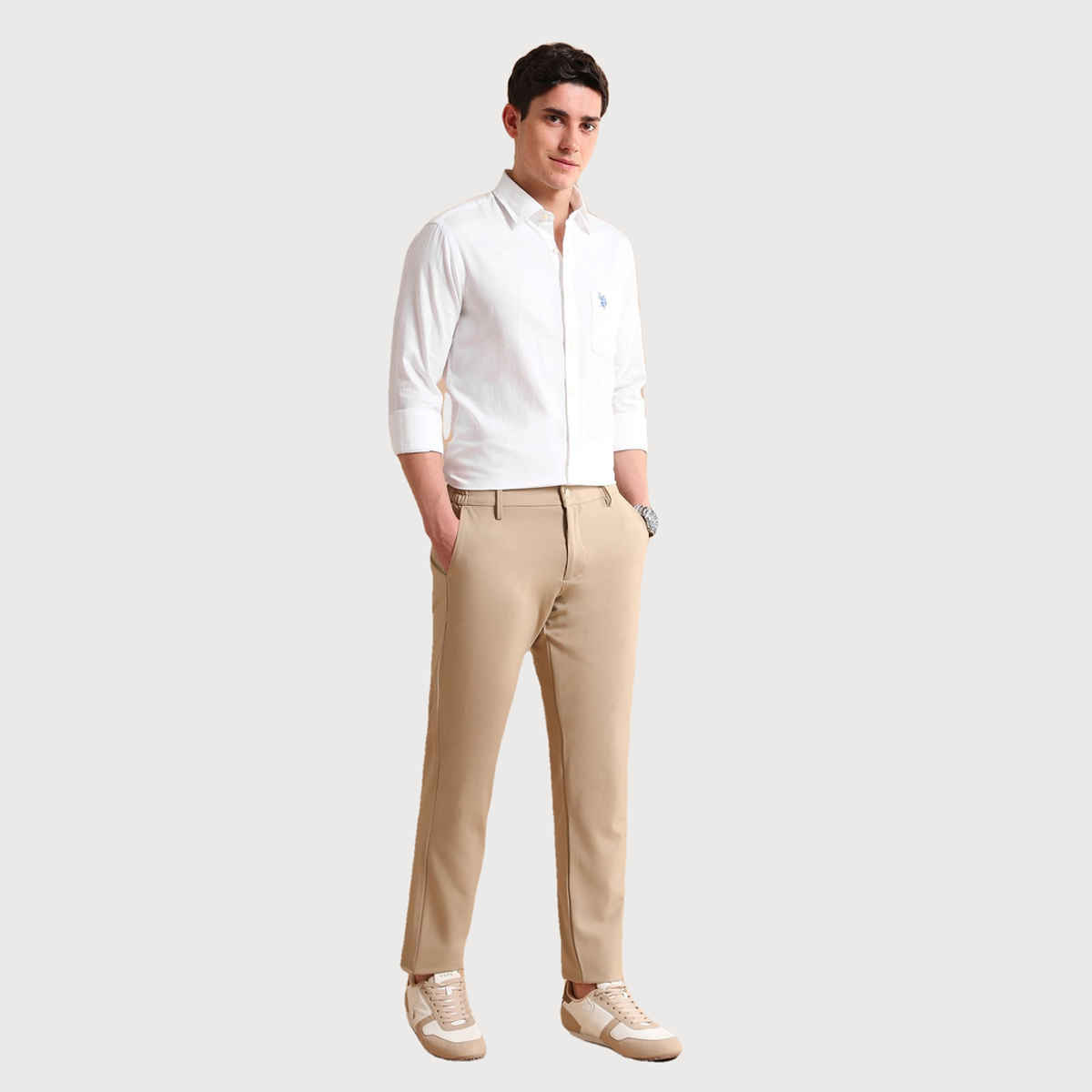 USPA Dobby Cotton Shirt for Men Tailored Fit - White