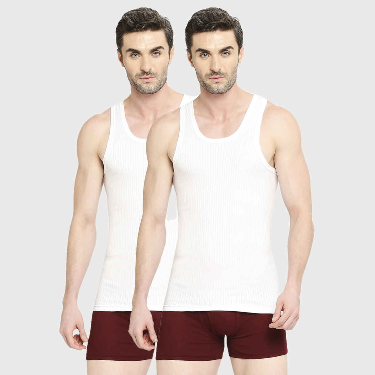 Vip Array Men's White Vest | Pack of 2 | 95 cm