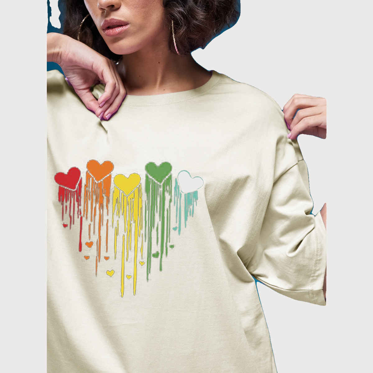 Smartees Women's Oversize Printed T-shirt | WW - 2052 | Skin - XL