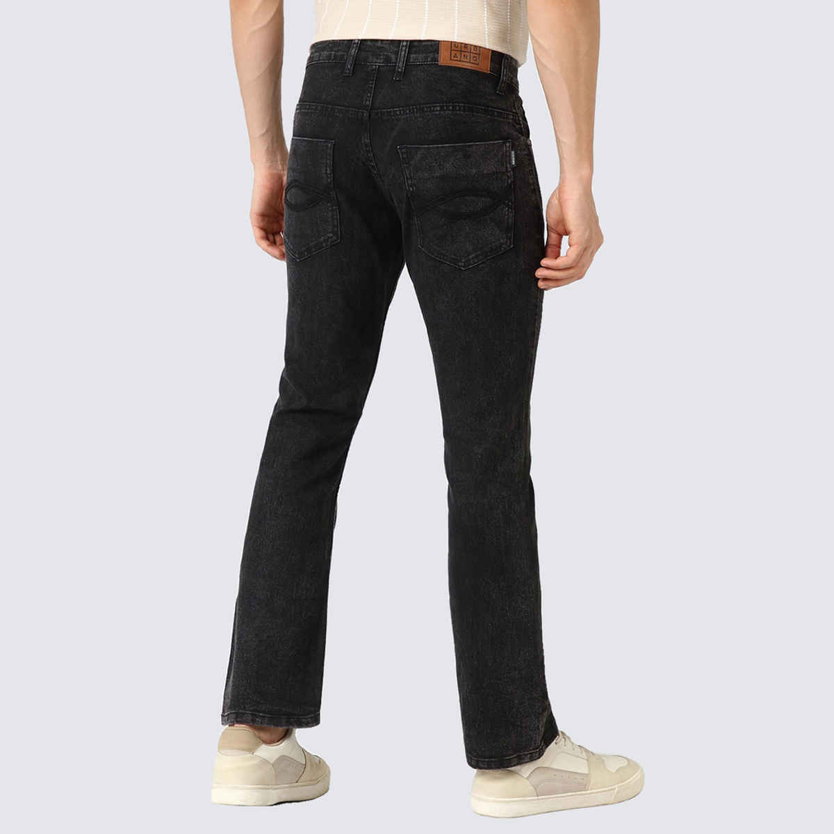 Urbano Fashion Men's Bootcut Jeans Washed Stretchable | Black | 36