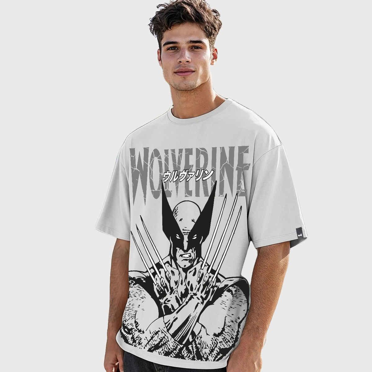 Bewakoof Men's Marvel Wolverine Graphic Print Oversized T-shirt | Vapour Blue - S